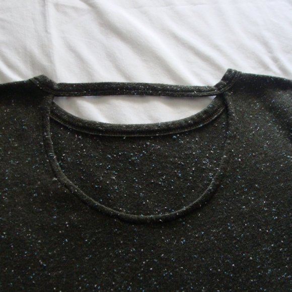 ANN TAYLOR LOFT Olive Green & Aqua Flecked KEYHOLE Back SWEATER Sz SMALL - Picture 5 of 7